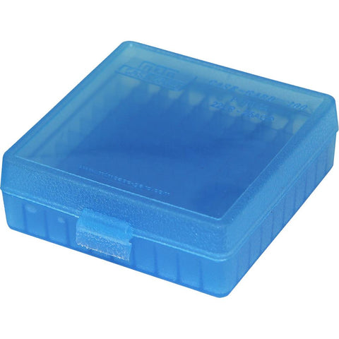 MTM Rimfire Ammo Box 22LR/25ACP Clear Blue 100 rd.
