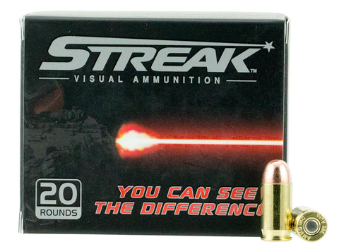 Ammo Inc 380100TMCSTR Streak Red 380 Automatic Colt Pistol (ACP) 100 GR Total Metal Jacket 20 Bx/ 10 Cs