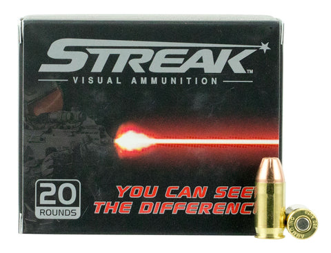Ammo Inc 380090JHPSTR Streak Red 380 Automatic Colt Pistol (ACP) 90 GR Jacketed Hollow Point 20 Bx/ 10 Cs