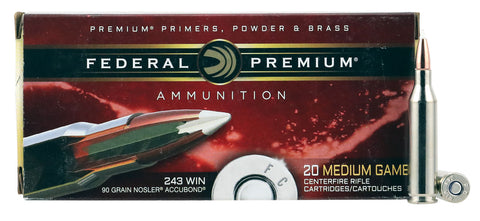 Federal P243A1 Vital-Shok 243 Winchester 90 GR Nosler AccuBond 20 Bx/ 10 Cs