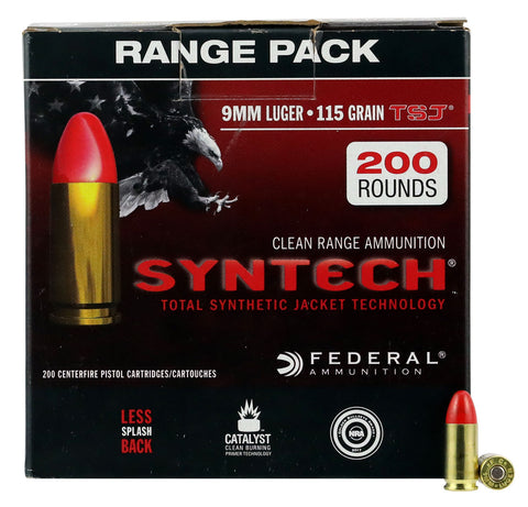 Federal AE9SJ1200 American Eagle 9mm Luger 115 GR Total Syntech Jacket 200 Bx/ 5 Cs - 200 Rounds
