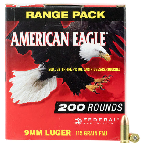 Federal AE9DP200 American Eagle 9mm Luger 115 GR Full Metal Jacket 200 Bx/ 5 Cs - 200 Rounds