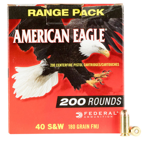 Federal AE40R1200 American Eagle 40 Smith & Wesson (S&W) 180 GR Full Metal Jacket 200 Bx/ 5 Cs - 200 Rounds
