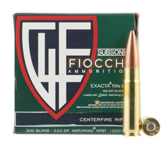 Fiocchi 300BLKMB Exacta Match 300 AAC Blackout/Whisper (7.62x35mm) 220 GR Hollow Point Boat Tail 25 Bx/ 20 Cs