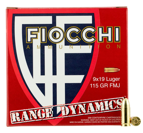 Fiocchi 9ARD Range Dynamics Range Pack 9mm Luger 115 GR Full Metal Jacket 200 Bx/ 5 Cs - 200 Rounds