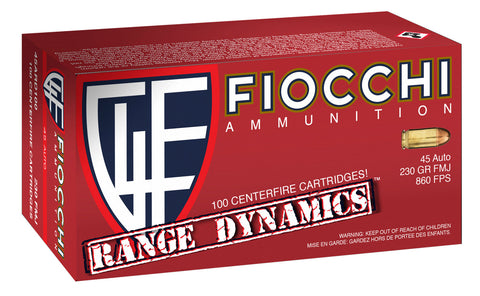 Fiocchi 45ARD100 Rang Dynamics 45 Automatic Colt Pistol (ACP) 230 GR Full Metal Jacket 100 Bx/ 5 Cs - 500 Rounds