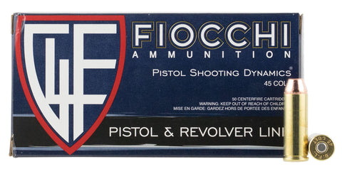 Fiocchi 45LCCMJ Shooting Dynamics 45 Colt (LC) 225 GR Copper Metal Jacket Flat Point 50 Bx/ 10 Cs