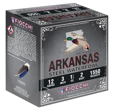Fiocchi 123ADS2 Arkansas Steel  12 Gauge 3" 1 1/5 oz 2 Shot 25 Bx/ 10 Cs