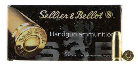 Sellier & Bellot SB9SUBB Handgun  9mm Luger Subsonic 150 GR Full Metal Jacket 50 Bx/ 20 Cs