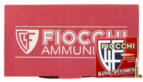 Fiocchi 308ARD Range Dynamics Rifle 308 Winchester/7.62 NATO 150 GR Full Metal Jacket Boat Tail 100 Bx/ 4 Cs - 400 Rounds