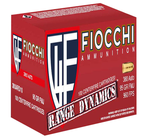 Fiocchi 380ARD Range Dynamics Pistol 380 Automatic Colt Pistol (ACP) 95 GR Full Metal Jacket 200 Bx/ 5 Cs - 1,000 Rounds