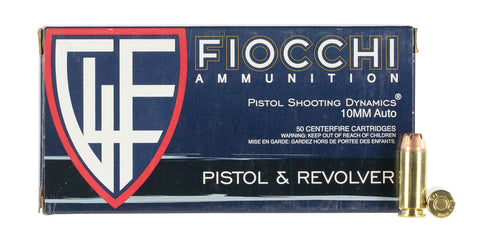 Fiocchi 10APHP Shooting Dynamics  10mm Auto 180 gr Jacketed Hollow Point (JHP) 50 Bx/ 10 Cs