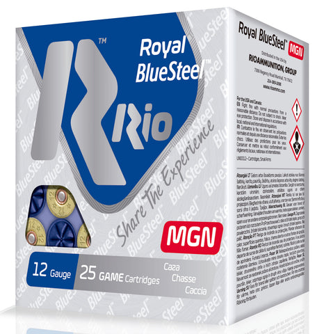 RIO AMMUNITION RBSM364 Royal BlueSteel Magnum 12 Gauge 3" 1-1/4 oz 4 Shot 25 Bx/ 10 Cs