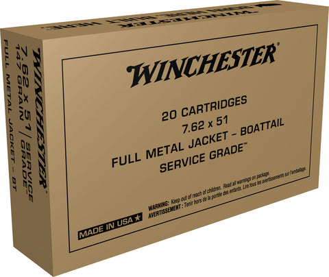 Winchester Ammo SG76251W Service Grade  
308 Winchester (7.62 NATO) 147 GR Boat Tail 20 Bx/ 10 Cs