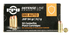 PPU PPD380A Handgun Defense 
380 Automatic Colt Pistol (ACP) 94 GR Jacketed Hollow Point 50 Bx/ 20 Cs