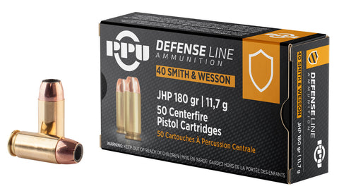 PPU PPD40 Handgun Defense 
40 Smith & Wesson 180 GR Jacketed Hollow Point 50 Bx/ 10 Cs