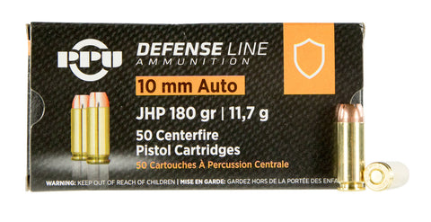 PPU PPD10 Handgun Defense 
10mm Automatic 180 GR Jacketed Hollow Point 50 Bx/ 10 Cs