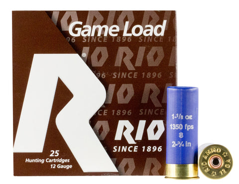 Rio Ammunition SGHV328 Game Load Super Game High Velocity 12 Gauge 2.75" 1-1/8 oz 8 Shot 25 Bx/ 10 Cs