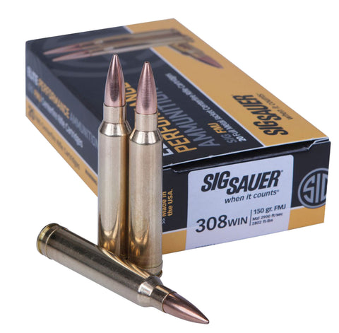 Sig Sauer E308B120 Elite Performance  
308 Winchester 150 GR Full Metal Jacket 20 Bx/ 25 Cs
