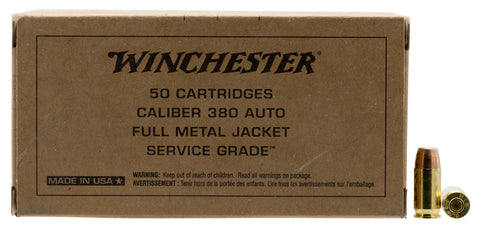 Winchester Ammo SG380W Service Grade  
380 Automatic Colt Pistol (ACP) 95 GR Full Metal Jacket Flat Nose 50 Bx/ 10 Cs