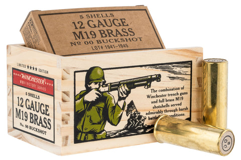 Winchester Ammo X1200WW2 Winchester Buckshot WWII Commemorative 
12 Gauge 2.75" Buckshot 00 Buck Shot 5 Bx/ 5 Cs