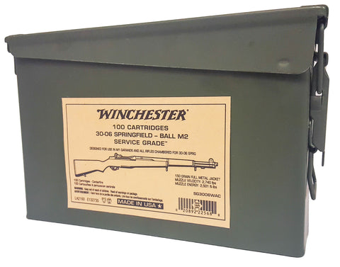 Winchester Ammo SG3006W Service Grade  
30-06 Springfield 150 GR 20 Bx/ 10 Cs