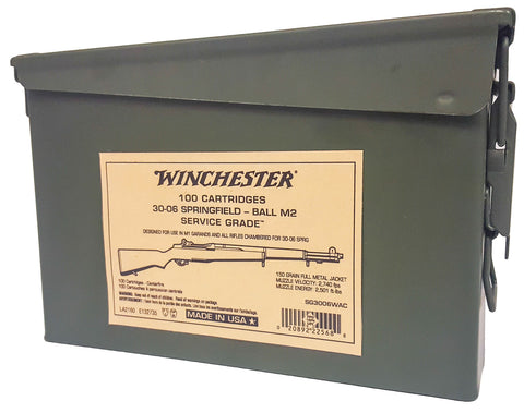 Winchester Ammo SG3006WAC Service Grade  
30-06 Springfield 150 GR Full Metal Jacket 100 Bx/2 Cs - 100 Rounds