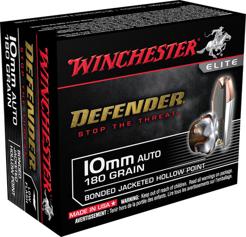Winchester Ammo X10MMMPDB Defender Elite 
10mm 180 GR Bonded Jacket Hollow Point 20 Bx/ 10 Cs