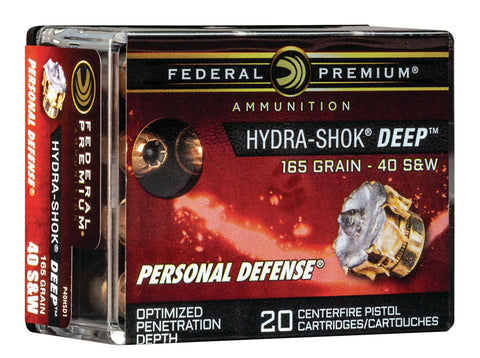 Federal  Premium Personal Defense  
40 Smith & Wesson (S&W) 165 GR Hydra-Shok Deep Hollow Point 20 Bx/ 10 Cs