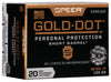 Speer Ammo 23921GD Gold Dot Personal Protection 38 Special +P 135 GR Hollow Point Short Barrel 20 Bx/ 10 Cs