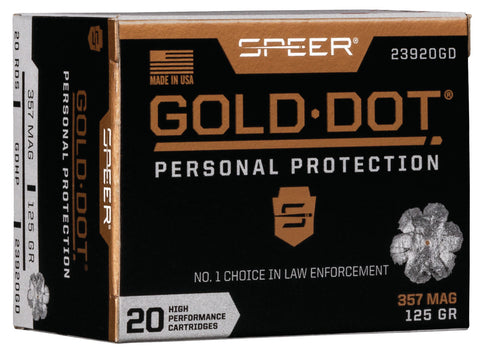 Speer Ammo 23920GD Gold Dot Personal Protection 
357 Magnum 125 GR Hollow Point 20 Bx/ 10 Cs