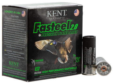 Kent Cartridge K122FS362 Fasteel 2.0 12 Gauge 2.75" 1-1/4 oz 2 Shot 25 Bx/ 10 Cs