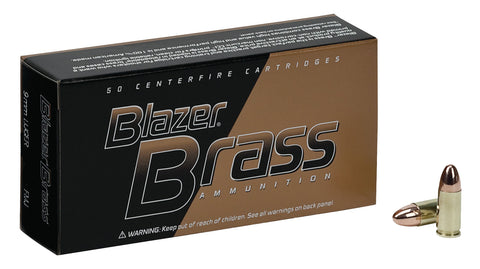 CCI 5203 Blazer Brass 9mm Luger 147 GR Full Metal Jacket 50 Bx/ 20 Cs