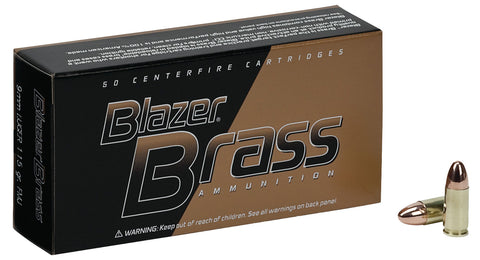 CCI 51991BB Blazer Brass 9mm Luger 115 gr Full Metal Jacket (FMJ) 100 Bx/ 5 Cs