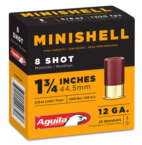 Aguila 1CHB1388 Minishell  12 Gauge 1.75" 5/8 oz 8 Shot 25 Bx/ 10 Cs