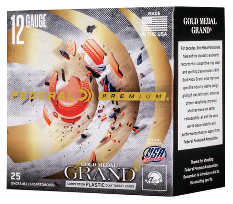 Federal GMT11975 Premium Gold Medal Grand Plastic 12 Gauge 2.75" 1 oz 7.5 Shot 25 Bx/ 10 Cs
