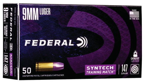Federal AE9SJ3 American Eagle Training Match 9mm Luger 147 gr Total Syntech Jacket Flat Nose (TSJFN) 50 Bx/ 10 Cs