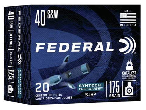 Federal S40SJT1 Syntech Defense 40 S&W 175 gr Segmented Jacketed Hollow Point (SJHP) 20 Bx/ 10 Cs
