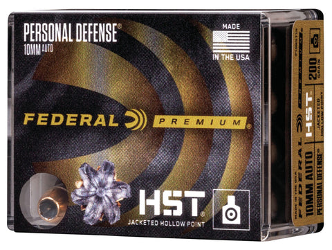 Federal P10HST1S Personal Defense  10mm Auto 200 gr HST Jacketed Hollow Point 20 Bx/ 10 Cs