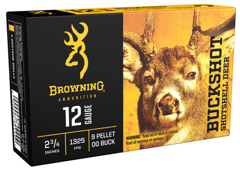 Browning Ammo B193111220 Buckshot  12 Gauge 2.75" Buckshot 9 Pellets 00 Buck Shot 5 Bx/ 50 Cs