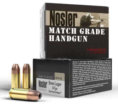 Nosler 51290 Match Grade  9mm Luger 147 gr Jacketed Hollow Point (JHP) 20 Bx/ 20 Cs