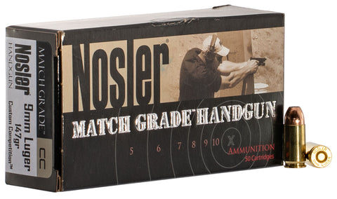 Nosler 51325 Match Grade  9mm Luger 147 gr Jacketed Hollow Point (JHP) 50 Bx/ 10 Cs