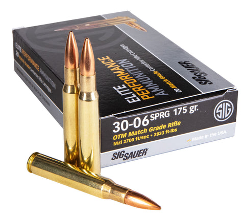 Sig Sauer E3006M220 Elite Match Grade  30-06 Springfield 175 gr Open Tip Match (OTM) 20 Bx/ 10 Cs