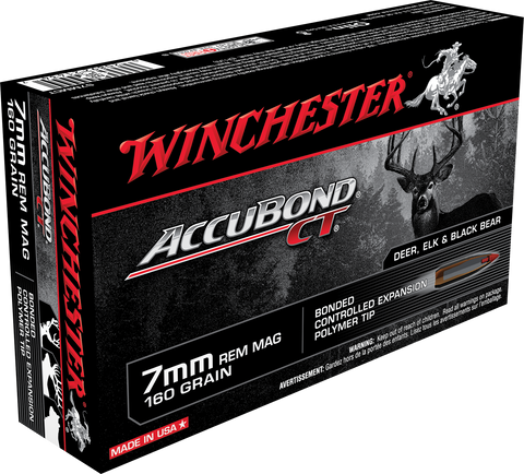 Winchester Ammo S7MMCT Supreme 7mm Remington Magnum 160 GR AccuBond CT 20 Bx/ 10 Cs
