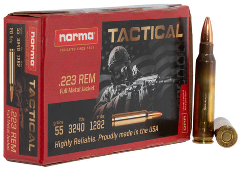 Norma Ammunition (RUAG) 295040020 Tac  223 Rem 55 gr Full Metal Jacket (FMJ) 20 Bx/ 25 Cs
