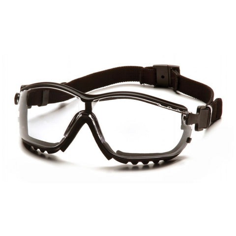 Pyramex V2G Safety Glasses Black Frame Clear Anti-Fog Lens