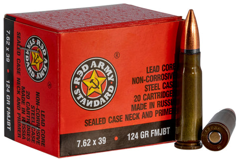 Red Army Standard AM2423 Red Army Standard  7.62x39mm 124 gr Full Metal Jacket Boat Tail (FMJBT) 20 Bx/ 50 Cs