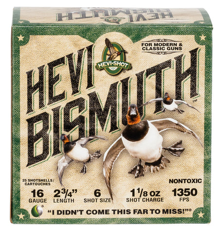 Hevishot 16706 Hevi-Bismuth Waterfowl 16 Gauge 2.75" 1 1/8 oz 6 Shot 25 Bx/ 10 Cs