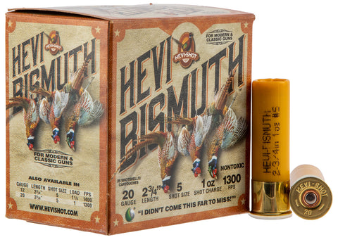 Hevishot 17715 Hevi-Bismuth Upland 20 Gauge 2.75" 1 oz 5 Shot 25 Bx/ 10 Cs