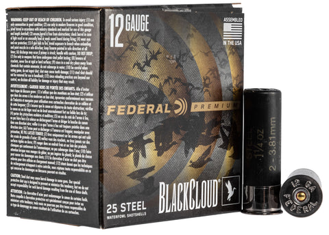 Federal PWBXI1422 Black Cloud FS Steel 12 Gauge 3" 1 1/4 oz 2 Shot 25 Bx/ 10 Cs